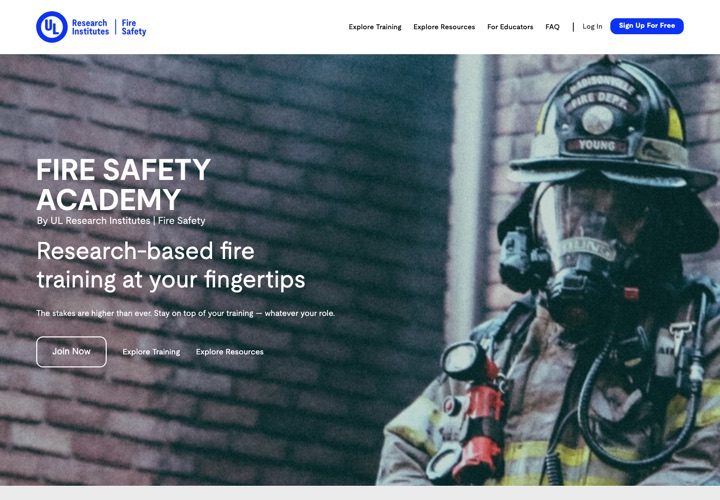 The Fire Safety Academy at training.fsri.org — research-based fire training at your fingertips